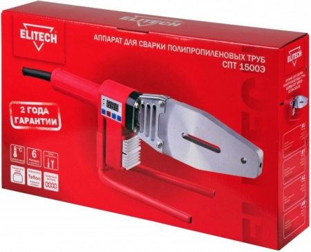 Сварочный аппарат для пластиковых труб Elitech СПТ 1500Э раструбная 1.5кВт (кейс в комплекте)