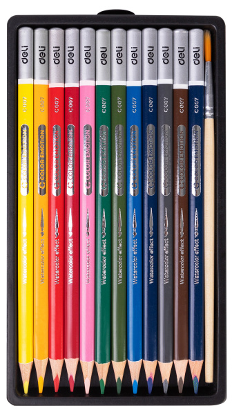 Карандаши цв. Deli EC00700 Color Emotion акварель. липа 12цв. коробка/европод.