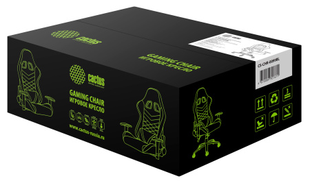 Кресло игровое Cactus с RGB-подсветкой черный эко.кожа с подголов. крестов. сталь