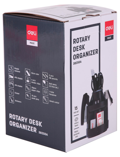 Настольный набор Deli E38250A (15 предметов) пластик черный