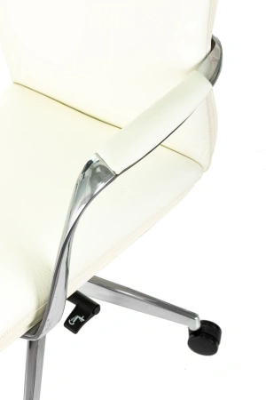 Кресло руководителя Бюрократ _VEGA белый кожа крестов. алюминий