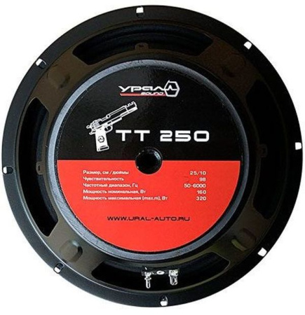 Колонки автомобильные Ural TT 250 (без решетки) 320Вт 98дБ 4Ом 25см (10дюйм) (ком.:2кол.) среднечастотные однополосные