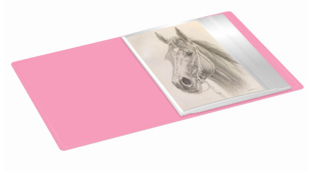 Папка с 10 прозр.вклад. Бюрократ Pastel PAST10PINK A4 пластик 0.5мм торц.карм с бум. встав розовый