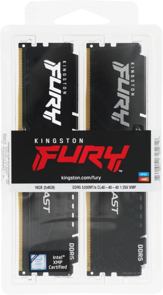 Память DDR5 2x8Gb 5200MHz Kingston KF552C40BBK2-16 Fury Beast RTL Gaming PC5-41600 CL40 DIMM 288-pin 1.25В single rank с радиатором Ret