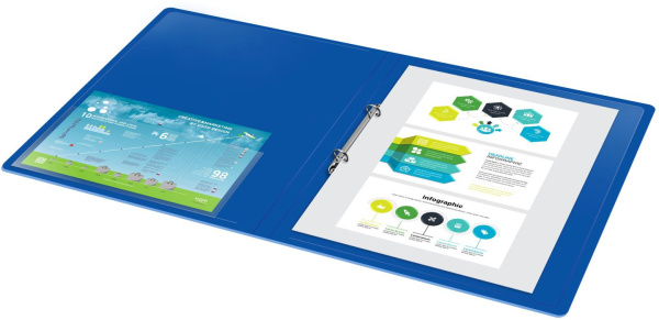 Папка на 2-х кольцах Бюрократ -0812/2RBLUE A4 пластик 0.8мм кор.40мм внутр. с вставкой синий