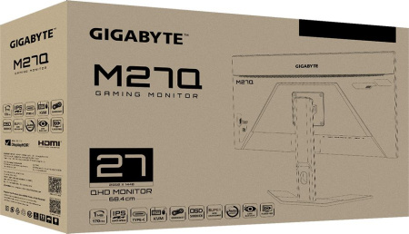 Монитор Gigabyte 27" M27Q черный IPS LED 0.5ms 16:9 HDMI полуматовая HAS 350cd 178гр/178гр 2560x1440 165Hz FreeSync DP 2K USB 5.5кг