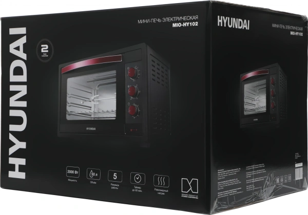 Мини-печь Hyundai MIO-HY102 50л. 2000Вт черный/красный