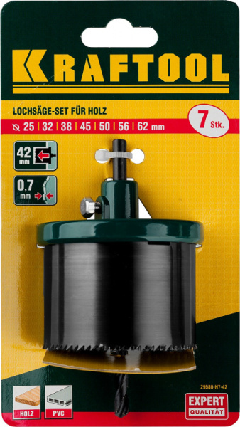 Диск пильный по дер. Kraftool 29580-H7-42 d=62мм (дрели)