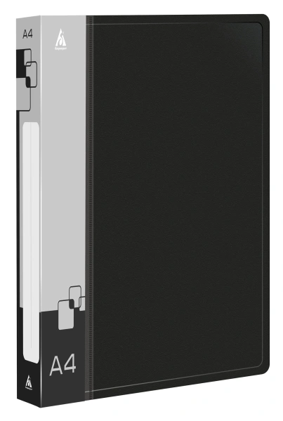 Папка на 4-х кольцах Бюрократ -0818/4RBLCK A4 пластик 0.7мм кор.18мм внутр. с вставкой черный