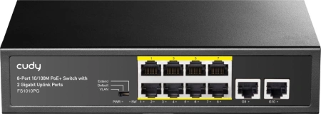 Коммутатор Cudy FS1010PG 8x100Мбит/с 2x1Гбит/с 8PoE 8PoE+ неуправляемый