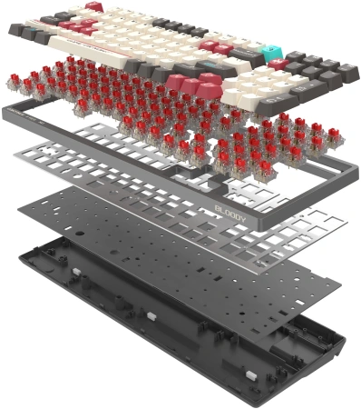 Клавиатура A4Tech Bloody S98 Pixels Red механическая серый/бежевый USB for gamer LED (S98)