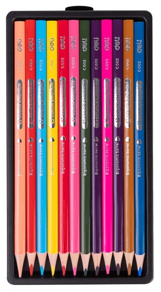 Карандаши цв. Deli EC00200 Color Emotion трехгран. липа 12цв. коробка/европод. (12шт)