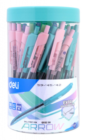 Ручка шариков. автоматическая Deli Arrow EQ03236-1 прозрачный/ассорти d=0.7мм син. черн. (1шт) ассорти