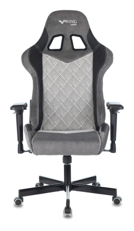Кресло игровое Zombie VIKING 7 KNIGHT Fabric серый Loft ромбик текстиль/эко.кожа с подголов. крестов. металл