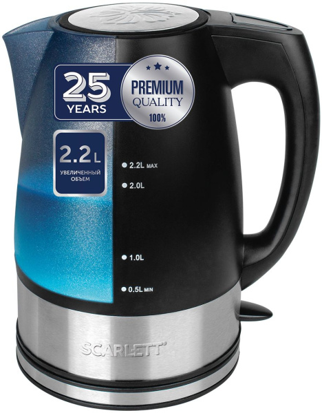 Чайник электрический Scarlett SC-1020 2.2л. 2200Вт черный (корпус: пластик)