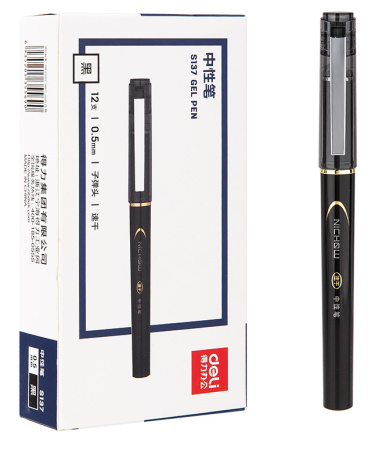 Ручка гелев. Deli S137 ассорти d=0.5мм черн. черн. линия 0.35мм