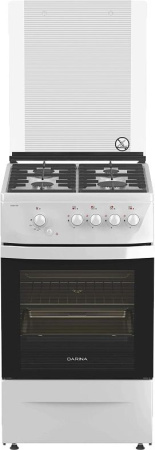 Плита Газовая Darina 1D1 GM 241 008 W белый/черный (стеклянная крышка) реш.чугун
