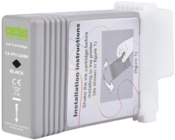 Картридж струйный Cactus CS-PFI120BK PFI-120BK черный (130мл) для Canon imagePROGRAF TM-200/TM-205/TM-300/TM-305