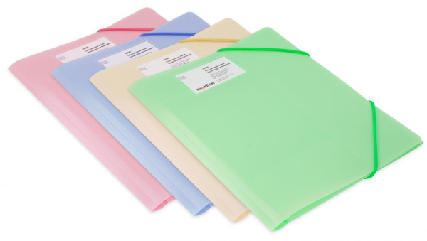 Папка на резинке Бюрократ Gems GEMPR05AZURE A4 пластик кор.30мм 0.5мм голубой топаз карман для визитки