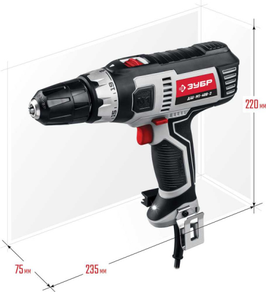 Дрель-шуруповерт Зубр ДШ-М1-400-2 400Вт патрон:быстрозажимной