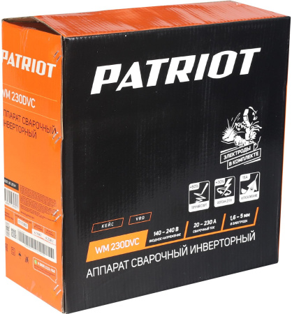 Сварочный аппарат Patriot WM230DVC инвертор ММА 10.7кВт (кейс в комплекте)