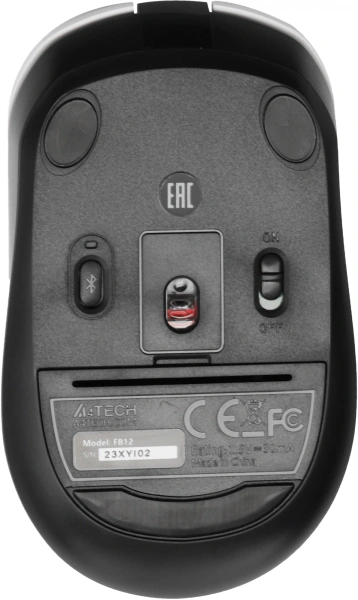 Мышь A4Tech Fstyler FB12 белый/черный оптическая (1200dpi) беспроводная BT/Radio USB (3but)