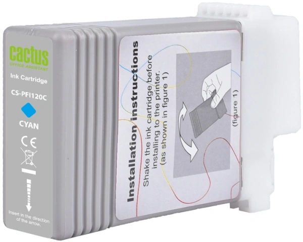 Картридж струйный Cactus CS-PFI120C PFI-120C голубой (130мл) для Canon imagePROGRAF TM-200/TM-205/TM-300/TM-305
