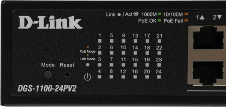 Коммутатор D-Link DGS-1100-24PV2/A 24G 12PoE+ 100W управляемый