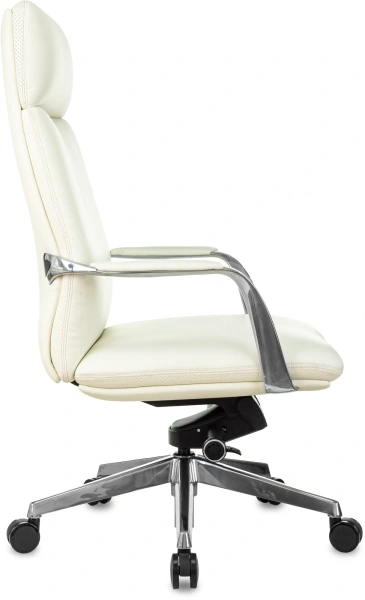 Кресло руководителя Бюрократ _VEGA белый кожа крестов. алюминий
