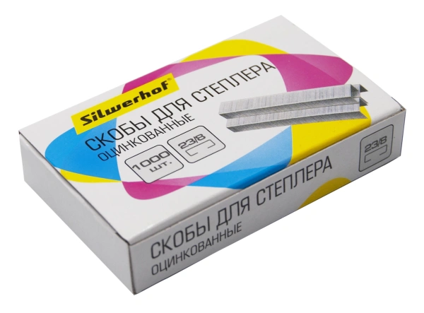 Скобы для степлера 23/8 Silwerhof оцинкованные кор.карт. (упак.:1000шт.)