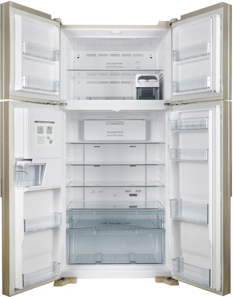 Холодильник Hitachi R-W660PUC7 GBE 2-хкамерн. бежевый стекло инвертер