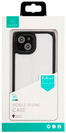 Чехол (клип-кейс) для Apple iPhone 13 mini Usams US-BH768 прозрачный/черный (УТ000028113)