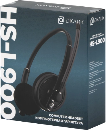 Наушники с микрофоном Оклик HS-L900 черный 1.8м накладные оголовье (1532022)