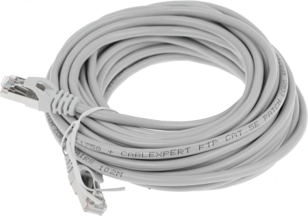 Патч-корд PP22-10M 1000G FTP 4 пары cat5E CCA molded 10м серый RJ-45 (m)-RJ-45 (m)