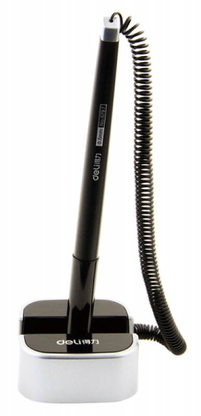 Ручка гелев. Deli E6797blue черный d=0.7мм син. черн. на подставке одноразовая ручка линия 0.55мм