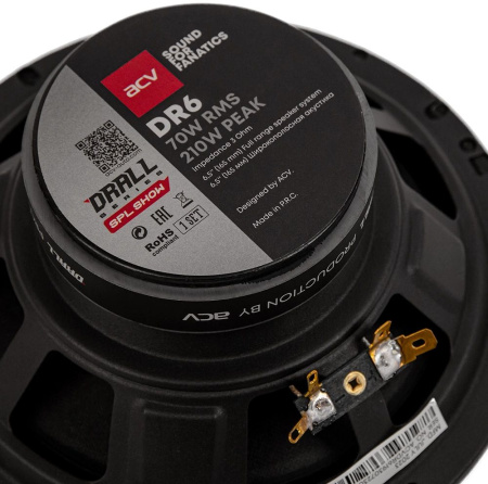 Колонки автомобильные ACV DRALL DR6 (без решетки) 210Вт 96дБ 3Ом 16см (6.5дюйм) (ком.:2кол.) широкополосные однополосные