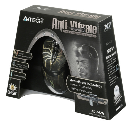 Мышь A4Tech Oscar Editor XL-747H коричневый/рисунок лазерная (3600dpi) USB2.0 (6but)