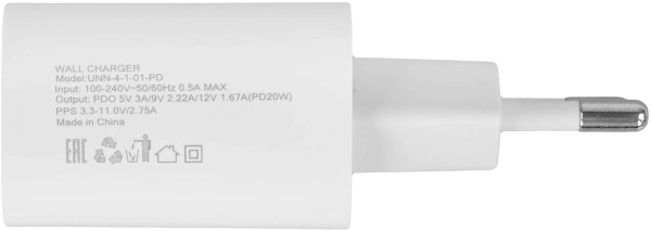 Сетевое зар./устр. Wiiix UNN-4-1-01-PD 20W 3A (PD) USB Type-C белый