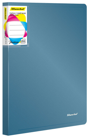 Папка с 40 прозр.вклад. Silwerhof Perlen 292941-74 A4 0.8мм карман синий металлик
