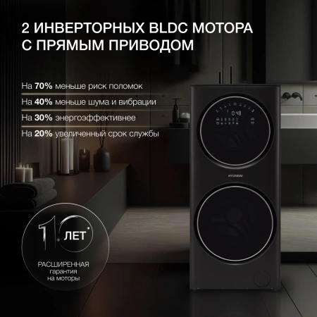 Стиральная машина Hyundai Gemini WMD9423 класс: A+++ загр.фронтальная макс.:15кг (с сушкой) темно-серебристый