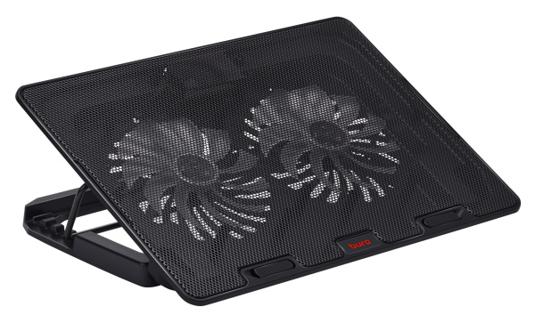 Подставка для ноутбука Buro BU-LCP156-B214H 15.6"355x255x30мм 2xUSB 2x 140ммFAN 900г металлическая сетка/пластик черный