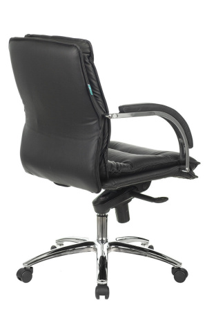 Кресло руководителя Бюрократ T-9927SL-LOW черный кожа низк.спин. крестов. металл хром