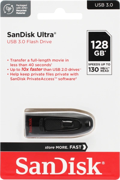 Флеш Диск Sandisk 128Gb Ultra SDCZ48-128G-U46 USB3.0 черный