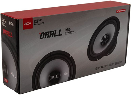 Колонки автомобильные ACV DRALL DR6 (без решетки) 210Вт 96дБ 3Ом 16см (6.5дюйм) (ком.:2кол.) широкополосные однополосные