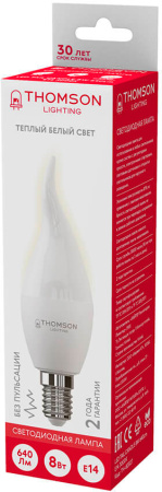 Лампа светодиодная Thomson TH-B2027 8Вт цок.:E14 свеча 220B 3000K св.свеч.бел.теп. Tail Candle (упак.:1шт)