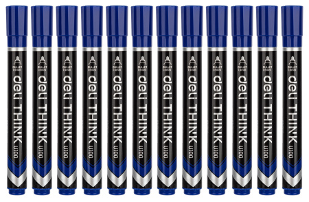 Маркер перманентный Deli EU10030 Think круглый пиш. наконечник 1.5мм синий