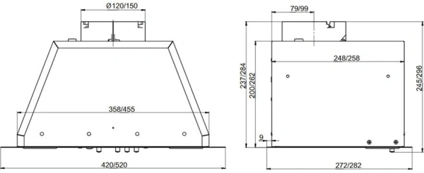 Вытяжка встраиваемая Elikor BOX 42П-450 черный управление: кнопочное (1 мотор)
