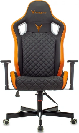 Кресло игровое Knight Outrider черный/оранжевый ромбик эко.кожа с подголов. крестов. металл