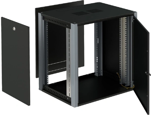 Шкаф коммутационный Sysmatrix (WP 6409.920 ) настенный 9U 600x450мм пер.дв.металл 2 бок.пан. 60кг черный 300мм 17кг 450мм IP20 металл