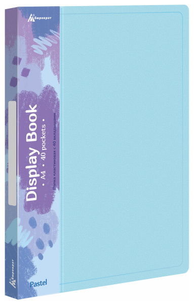 Папка с 40 прозр.вклад. Бюрократ Pastel PAST40BLUE A4 пластик 0.5мм торц.карм с бум. встав голубой